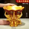 Placa de Oferta de Frutas com Símbolos Auspiciosos de Elefante Pintada em Resina de Xizang para Uso Interno, Decoração de Casa para Oferecer Frutas ao Deus da Riqueza, Ornamento de Mesa