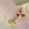 Encuentra Cosas Buenas Cadena de Mano Imitación de Mármol Rojo de Cacahuete Diseño de Nicho Femenino Moda Marca Guofeng Fu Hilo de Mano Regalo para Novia