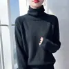 Suéter de punto colorido de cuello alto hecho de lana 100% pura, jersey de otoño e invierno para mujer, grueso y cálido, top de manga larga para usar como base