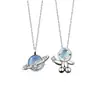 Joyas de Nuevo Estilo Astronauta Planeta Clavícula Piedra Lunar Ins Collar de Pareja Colgante Doble Regalo Fábrica Venta al por Mayor