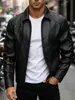 Nova Jaqueta Masculina de Couro PU com Lapela Primavera Outono Slim Fit Jaqueta de Motociclista Roupa Exterior Europeia Americana Business Casual Jaqueta de Couro