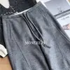 ¡Altamente Recomendado! Pantalones de Lana Gris a Medida con Retazos para Mujer, Estilo Old Money de Otoño, Pantalones Casuales Ceñidos con Cordón Scimitar
