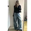 Jeans Americano Retrô de Perna Larga para Mulheres, Novo Verão 2026 Cintura Alta Solto Emagrecimento Calças Retas