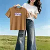 Comercio Exterior Transfronterizo Ropa para Mujer Tallas Grandes para Mamás, Nuevo Estilo de Verano, Corte Ajustado, Cuello Redondo, Diseño Elegante, Versátil Estampado de Manga Corta