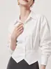 Ropa de mujer transfronteriza al por mayor, top puntiagudo de manga larga sin hombros con solapa corta para principios de otoño 2026, camisa de nuevo estilo
