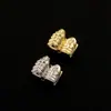Amazon Transfronterizo Hip-Hop Conjunto Doble Relieve de Calavera Brackets de Diente de Oro Accesorios Dentales Electroplateados Auténticos Decoración Dental Falsa de Moda Personalizada para Mujeres