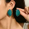 Adornos de Estilo Transfronterizo Europeo y Americano Diseño Geométrico Esmaltado Pendientes Metálicos Tridimensionales Adornos Versátiles de Alta Gama para Orejas para Mujeres
