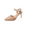 Sandálias femininas de verão com dedo do pé francês 2024 Novo estilo plataforma impermeável salto agulha couro envernizado nude sapatos de salto alto