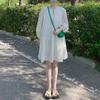 Vestido Blanco Casual de Alta Gama para Mujer Petite 2026, Vestido de Verano con Mangas Abullonadas, Diseño Holgado de Nicho