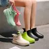 Botas de Lluvia de Moda Transfronterizas de Caña Corta para Mujer, Zapatos Impermeables de Caña Baja, Zapatos de Goma de Caña Baja para Cocina, Botas de Agua para Lavado de Autos, Botas de Lluvia con Forro de Algodón