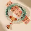 Pulsera de Bodhi de Jade Blanco de Frijol de Leche Tendencia de Tiktok con 108 Cuentas de Semilla de Loto, Pulsera de Cuentas de Oración Budista Unisex de Nuevo Estilo Chino