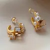 Pendientes Curvos Melard de Perlas y Pedrería Color Café, Muy Bonitos para Otoño e Invierno, Nuevos Pendientes de Cristal 2025, Aretes de Nicho