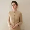 Tricô de Caxemira Engrossado Outono e Inverno Cardigã Feminino Tricô de Gola Redonda Jaqueta de Tricô Top Externo Roupa Externa Venda Direta da Fábrica