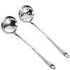 Mango hueco engrosado cuchara para sopa profundizada acero inoxidable olla caliente cuchara no magnética 7 puntos doble línea cuchara para sopa doméstica colador de sopa venta al por mayor