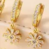 1 Par de Aretes Nuevos Estilo Coreano Ins con Aros Completos de Diamante, Versátiles para el Trabajo, Elegantes Aretes Chapados en Oro, Suministro de Joyería