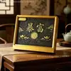 Enfeite de Ano Novo da Ovelha Preto e Dourado, Pintura em Placa de Cobre Vintage com Ouro, Decoração de Mesa de Luxo para Riqueza e Fortuna, Presente Atacado