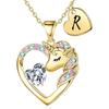 Europa y Estados Unidos transfronterizo caliente 26 letras color circón material de cobre colgante de amor regalo para niños collar de unicornio