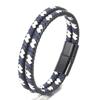 Pulseira de couro trançado de cor mista vintage nova transfronteiriça feita à mão pulseira masculina fivela magnética de liga de zinco atacado no local
