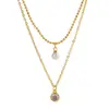 Collar Versátil Geométrico Exquisito con Corazón de Perla Transfronterizo para Mujer, Diseño de Nicho, Gargantilla de Cadena para Clavícula en Capas