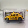 Coche de Policía Taxi Coche Clásico Escarabajo Retro Realista de Doble Puerta Modelo de Coche de Aleación con Mecanismo de Retracción Adorno Juguete Pequeño