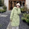 Abrigo Largo de Plumas para Mujer con Botones de Cuerno, Largo por Encima de la Rodilla, Nuevo Modelo Invierno 2026, Con Capucha, Engrosado, Plumón de Pato Blanco, Chaqueta Cálida