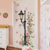 Adesivos de Parede Brup Poste de Rua Retrô Rosa Rosa Borboleta Porta do Quarto Sala de Estar Estilo Pastoral Adesivos Decorativos Hs5025Q