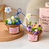 Cestas de Flores Tejidas a Mano Transfronterizas, Ramos de Regalo, Flores de Hilo, Accesorios Transfronterizos para el Festival Qixi y el Día de San Valentín, Adornos Colgantes, Flores Artificiales