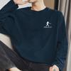 Camiseta masculina de manga comprida de algodão pesado 260g, gola redonda, moda, algodão, camisa de base preta com roupas de outono