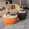 Mesa de café redonda de piedra, Lujo ligero, estilo italiano moderno, minimalista para apartamentos pequeños, uso doméstico, combinación moderna y creativa