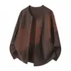 Mu Qiu Moda Masculina 2026 Novo Cardigan Suéter Masculino de Tricô Trançado com Gola Henley Manga Longa Malha Outerwear
