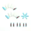 Pegatinas para uñas con temática de océano frescas: pez pequeño rojo, uñas largas a rayas azules y blancas, calcomanías de uñas lindas y removibles