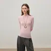 [120 Piezas Yangtze Alemán] Lavable a Máquina Anti-Encogimiento Isla Fina Punto de 18 Agujas Cuello Redondo Camiseta Interior de Lana Tejida para Mujer