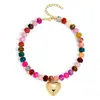 Amazon Retro Caramelo Resina Plana Perla Collar Otoño Invierno Estilo Maillard Corto Ajustable Sentido de Atmósfera Cadena para Clavícula
