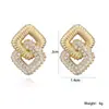 Brincos Geométricos Aogu Transfronteiriços Simples e Personalizados Banhados a Ouro Real com Zircônia para Mulheres Ins Nicho Luxo Acessível Brincos Versáteis