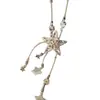 Collar de Plata con Borla de Estrella Retro para Mujer Diseño de Nicho Único Elegante Cadena para Suéter Dulce y Fresco Versátil Accesorios Largos