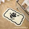 Felpudo de Lujo Ligero Transfronterizo Blanco y Negro Amor Hogareño Resistente al Desgaste Resistente a la Suciedad Engrosado Imitación Cachemira para Baño Alfombra Antideslizante