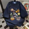 Camiseta Estampada Graffiti Marca Tendência Retro Americana 2026 Manga Curta Design de Verão Divertido Estilo Casal Versátil