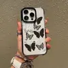 Capa Personalizada para Celular com Desenho de Borboleta e Borda Preta, Capa Macia Transparente Anti-Queda, Capa para Iphone18Promax