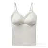 Camisole de Seda de Gelo Sem Marcas Levantamento Peça Única Copo Fixo Costas Finas Bonitas Cor Sólida Respirável Versátil Top Base