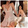Lingerie Sexy, Não Precisa Tirar, Tamanho Grande, Luxo Leve, Camisola de Renda com Renda e Renda em V Profundo, Robe de Renda, Uniforme para Mulheres