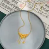 Collar Jinqi Flor de Ciruelo Dorado Cadena de Novia Boda Tres Oro Joker Joyería Regalo de Año Nuevo Sentido de Alta Gama para Esposa