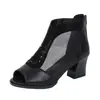 Nuevas Sandalias de Verano para Mujer, Tacones Altos de Verano, Zapatos de Boca de Pez, Tacones Medios, Zapatos de Baile con Pedrería, Tacones Gruesos, Zapatos de Cuadrilla de Malla