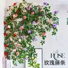 Amante de Simulação Rosa Flor Rosa Cipó Flor Artificial Cipó Cipós Flores de Seda Flores de Plástico Botões de Flor Decoração de Tubo para Casa