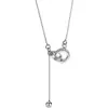 Nuevo Collar de Plata de Ley con Borla de Doble Anillo para Mujer, Regalo de Plata de Ley de Alta Gama para Novia y Esposa 520 Regalo de San Valentín Cumpleaños