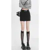 Falda de traje gris para mujer, nuevo estilo verano 2025, falda de línea A de cintura alta estilo americano, minifalda ajustada al cuerpo