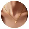 Amazon Moda Transfronteriza Simple 26 Letras Inglesas Colgante Brillante Collar Cadena de Clavícula Versátil Elegante de Acero Inoxidable