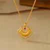 Colar Pingente Fechadura da Sorte com Padrão de Nuvem Escovado, Design Antigo, Pingente Fechadura da Sorte Auspicioso Desejoso de Nicho, Corrente de Suéter, Corrente para Clavícula
