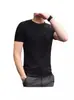 Playera de Manga Corta para Hombre Slim Fit 2024 Verano Delgada Color Puro Básica Top con Camiseta Interior Aspecto Adelgazante