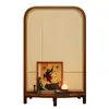 Sala de Estar Estilo Retrô Americano Divisória de Tela Luminária Lateral de Sofá Luxo Rack de Armazenamento de Madeira Maciça Rattan Grelha Artística Divisória de Ambiente Armário
