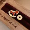 Aguja de Plata Estilo Chino Nuevo Zirconio Moneda de Cobre Año del Zodiaco Caballo Pendientes Nicho Pendientes de Alta Gama Pendientes de Moda de Lujo Ligero para Mujeres